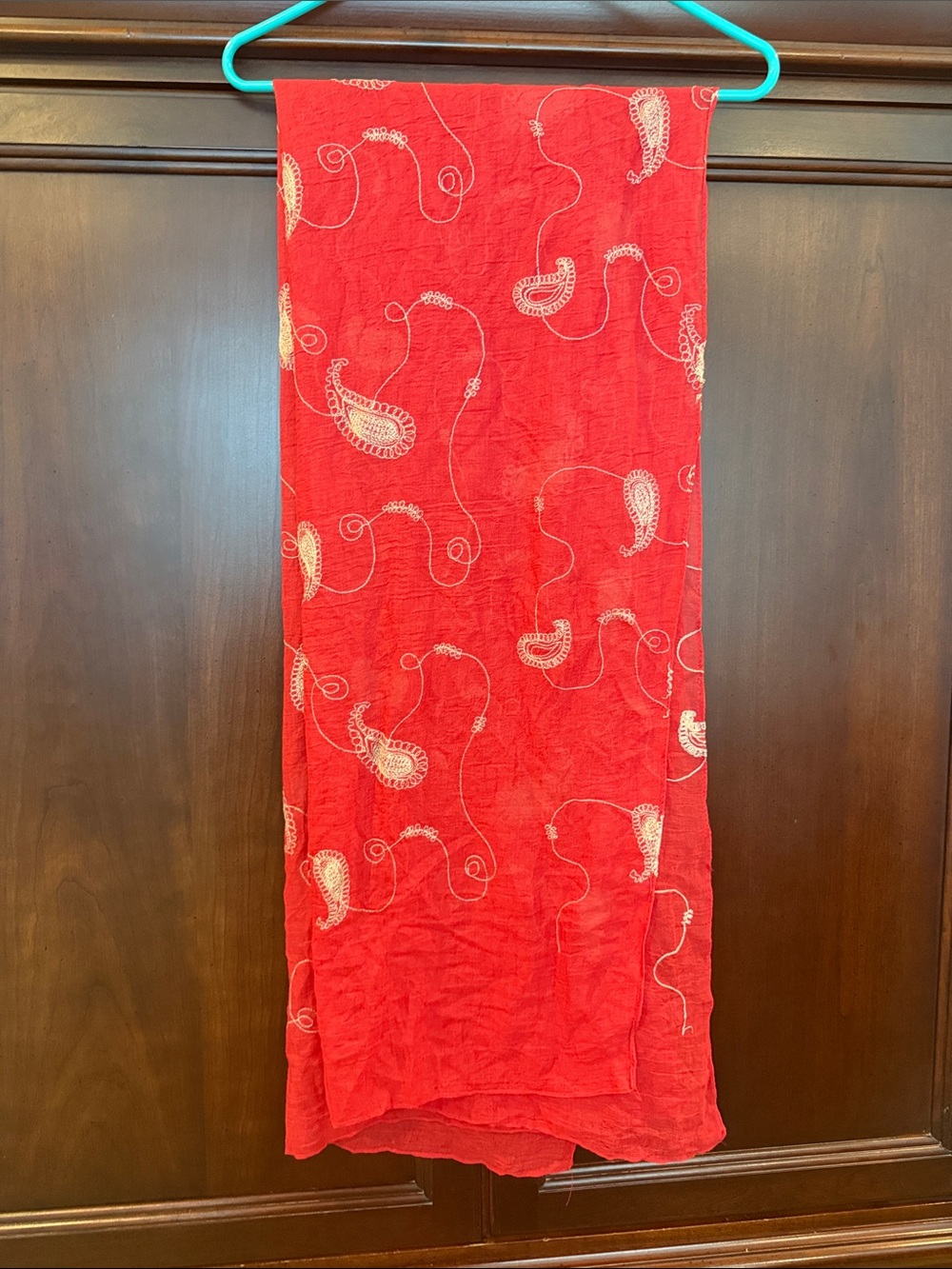 Red Paisley Embroidered Beach Sarong Wrap